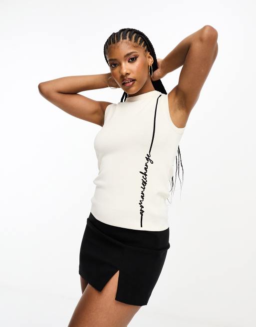 Logo cotton tank top in black - Off White