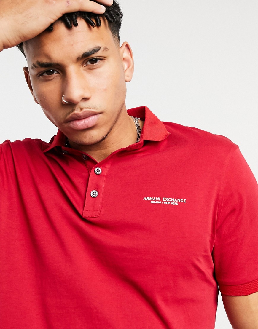 Armani Exchange text logo polo in red