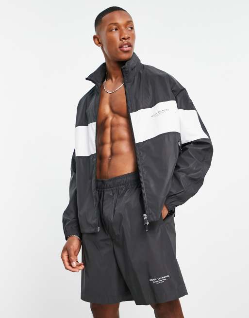 Armani Exchange text logo print shorts in black ASOS