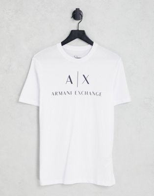 Armani Exchange text logo print t-shirt in white
