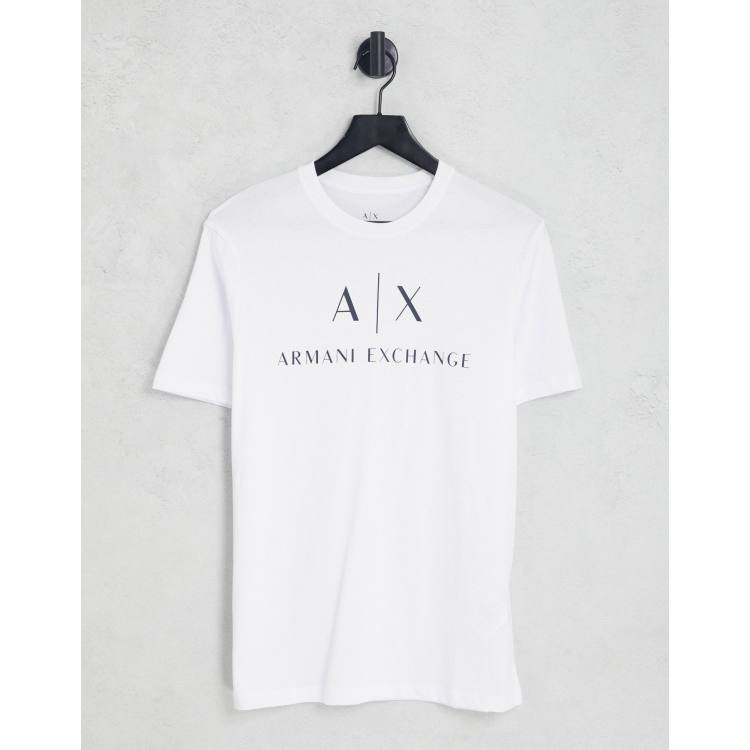 Armani Exchange text logo print t-shirt in white | ASOS