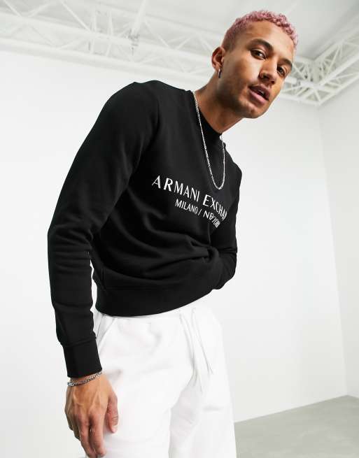 Armani Exchange text logo sweat in black ASOS