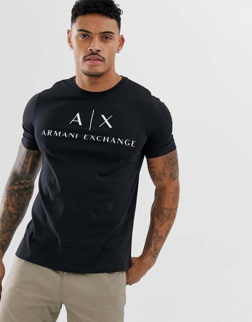 Armani Exchange city text logo t-shirt in black