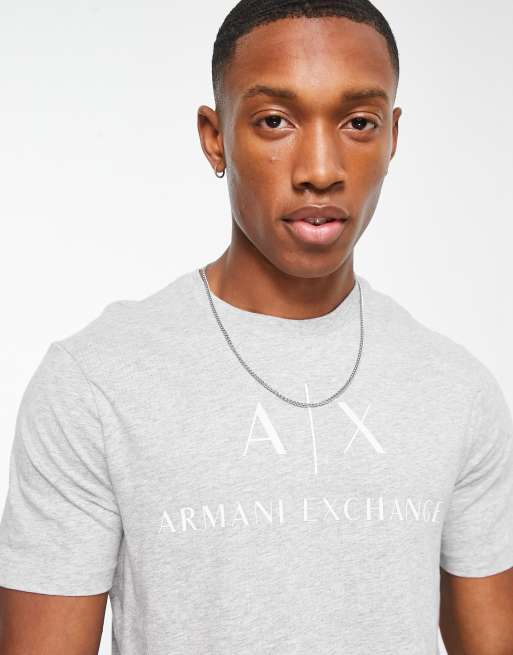 Armani Exchange text logo T shirt in gray ASOS