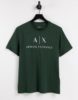 Armani Exchange text logo t-shirt in green