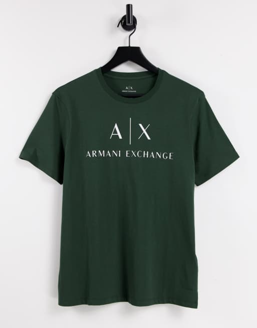 Armani Exchange text logo T-shirt in green | ASOS