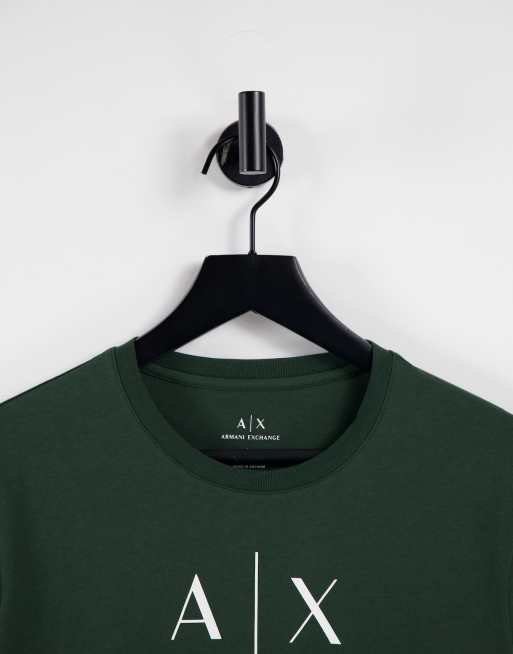 Armani Exchange text logo T-shirt in green | ASOS