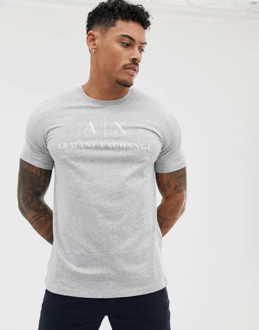 Armani Exchange text logo t-shirt in grey | ASOS