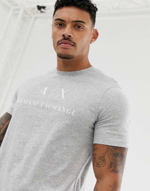 Armani Exchange text logo t-shirt in grey | ASOS