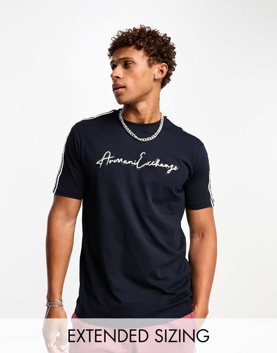 Armani Exchange text logo t-shirt in navy