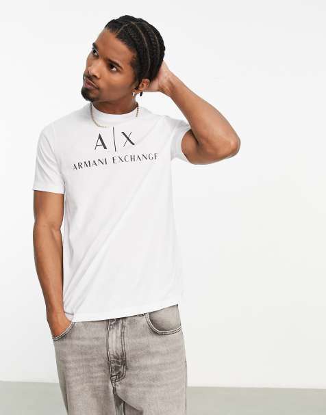 Armani Exchange text logo t-shirt in white