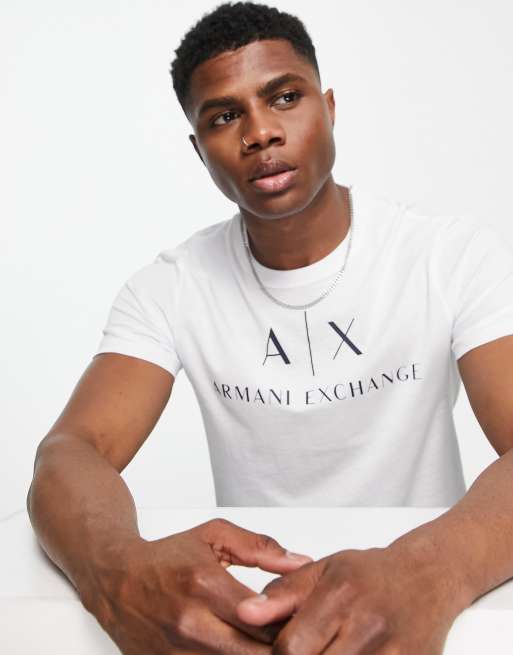 Armani Exchange text logo t shirt in white ASOS