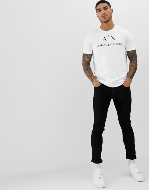 Armani Exchange text logo t-shirt in white | ASOS