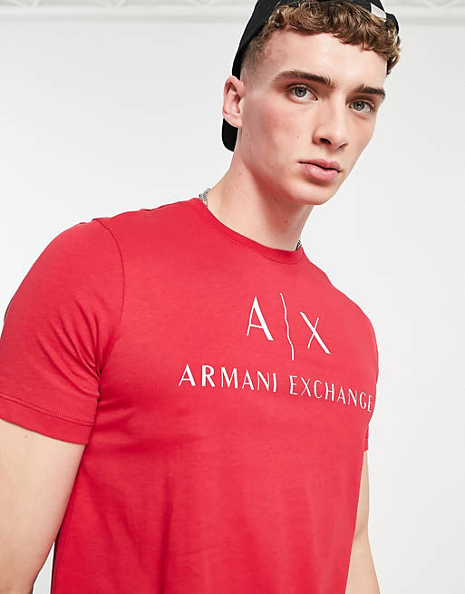  Armani Exchange text logo t-shirt red 