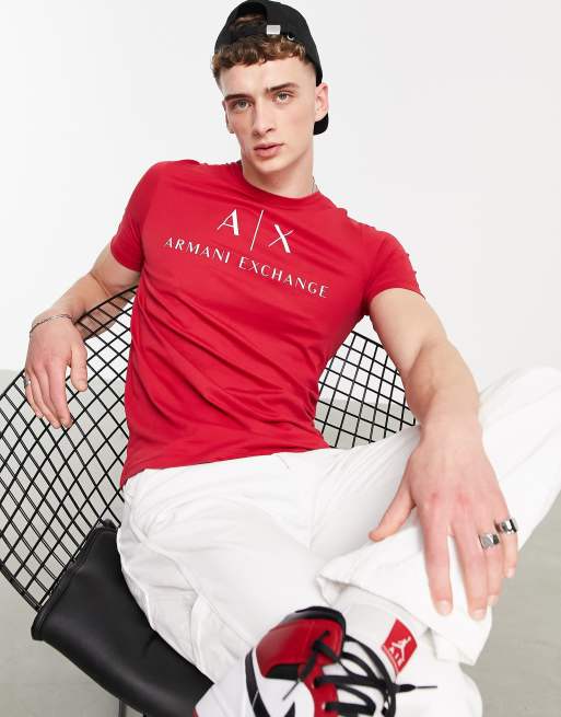 Armani red t store shirt