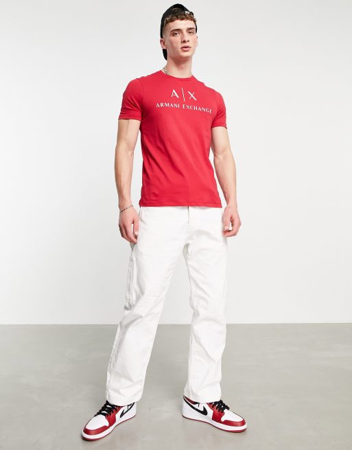 Armani Exchange text logo t-shirt red | ASOS