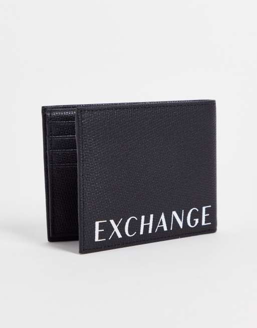 Armani Exchange text logo trifold wallet in black ASOS