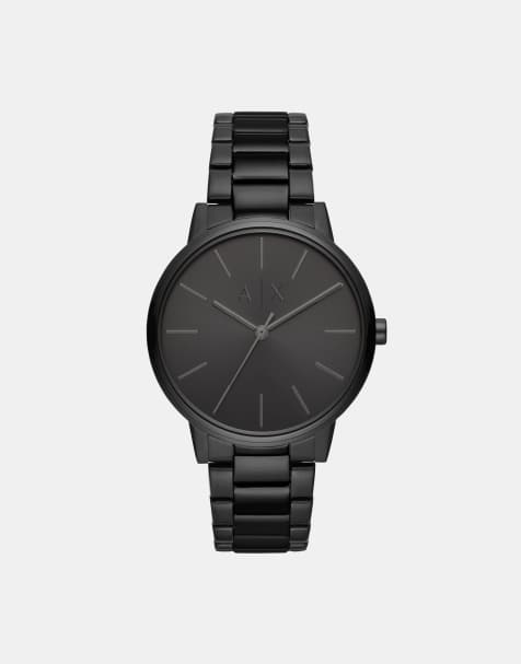 Armani Exchange Three-hand black steel watch in black - view 1
