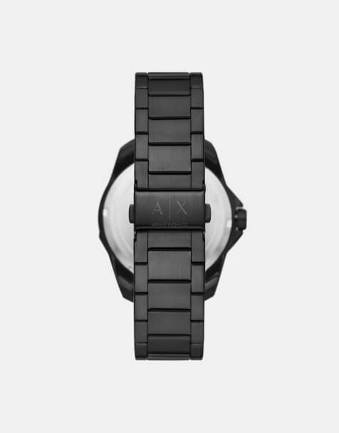 Armani Exchange Three-hand date black stainless steel watch in black - view 1