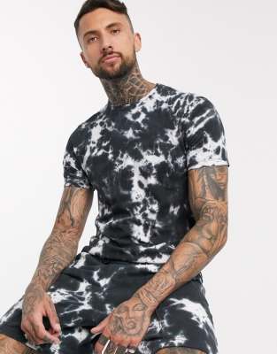 Armani Exchange tie dye t shirt with chest logo in black ASOS