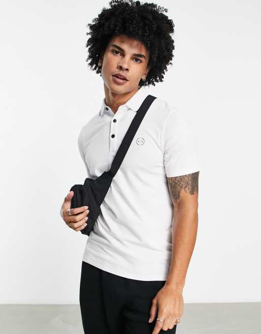 Armani Exchange tipped polo shirt in white