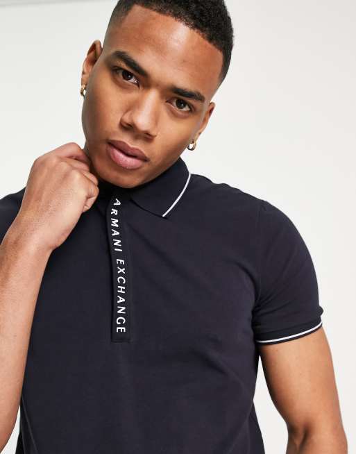 Armani exchange logo placket hot sale polo