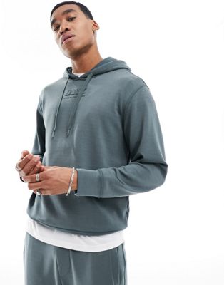 Armani Exchange tonal centre logo hoodie in charcoal CO-ORD