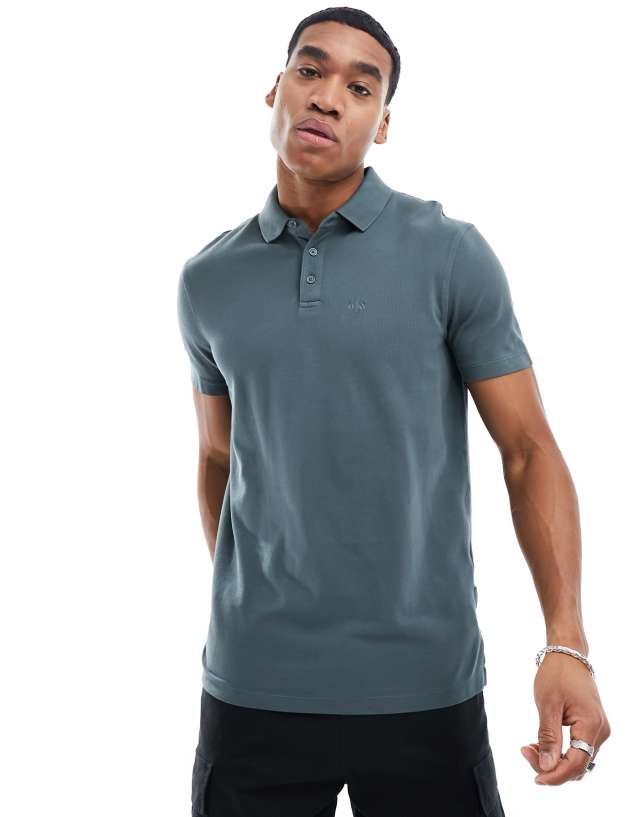 Armani Exchange - tonal logo regular fit polo in charcoal