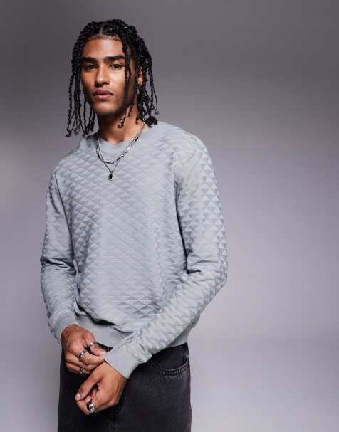 Armani Exchange - Trui met ronde hals, textuur en logo in grijs - view 1
