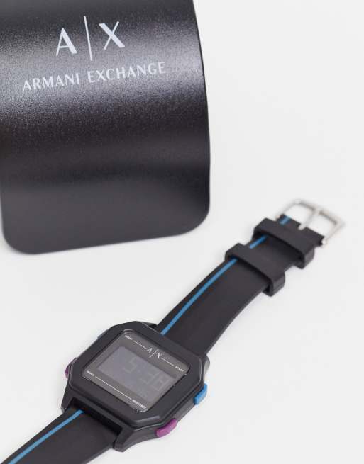 Armani Exchange unisex digital watch in black AX2955 | ASOS