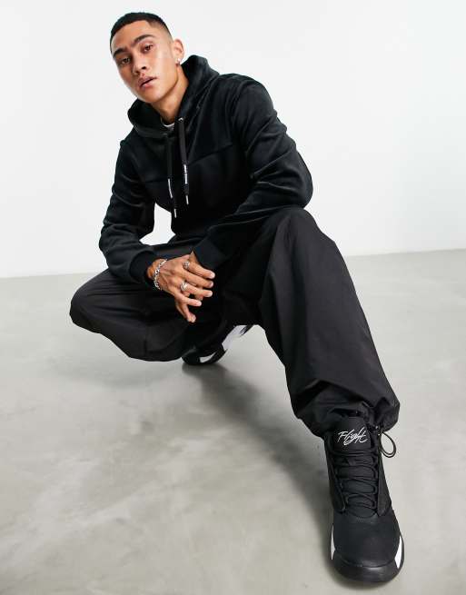 Armani Exchange velour hoodie in black ASOS