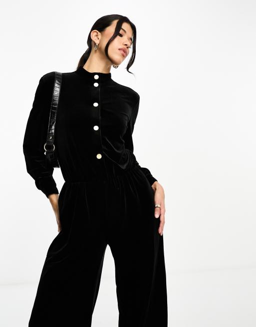 Armani Exchange velour jumpsuit in black ASOS