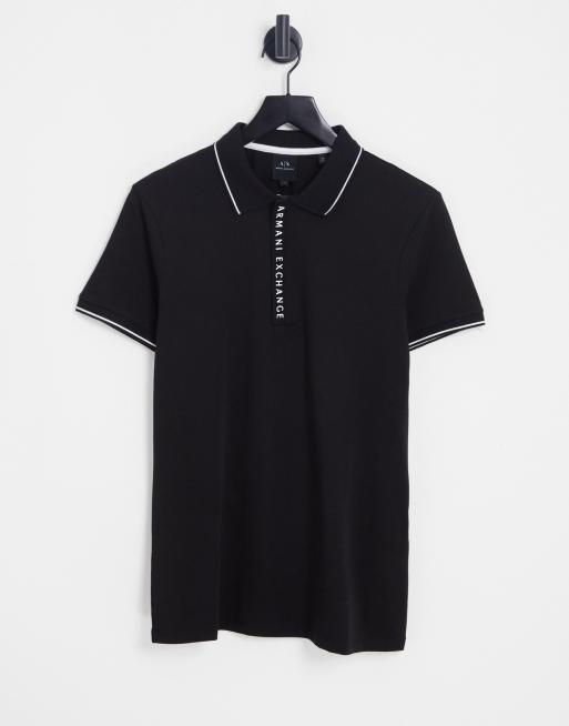 Armani Exchange vertical logo polo in black ASOS