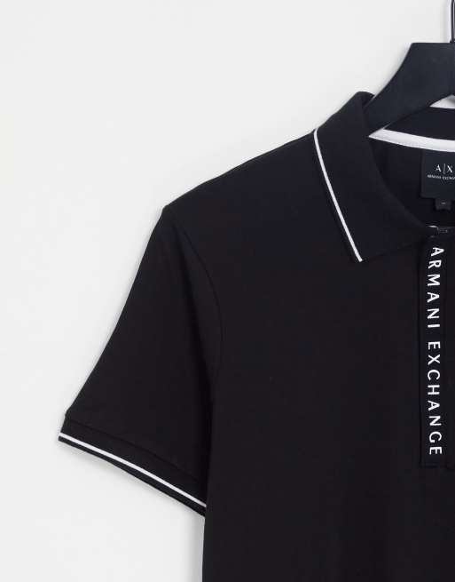 Armani Exchange vertical logo polo in black ASOS