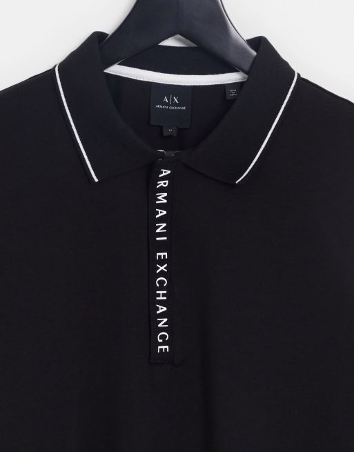 Armani Exchange vertical logo polo in black ASOS