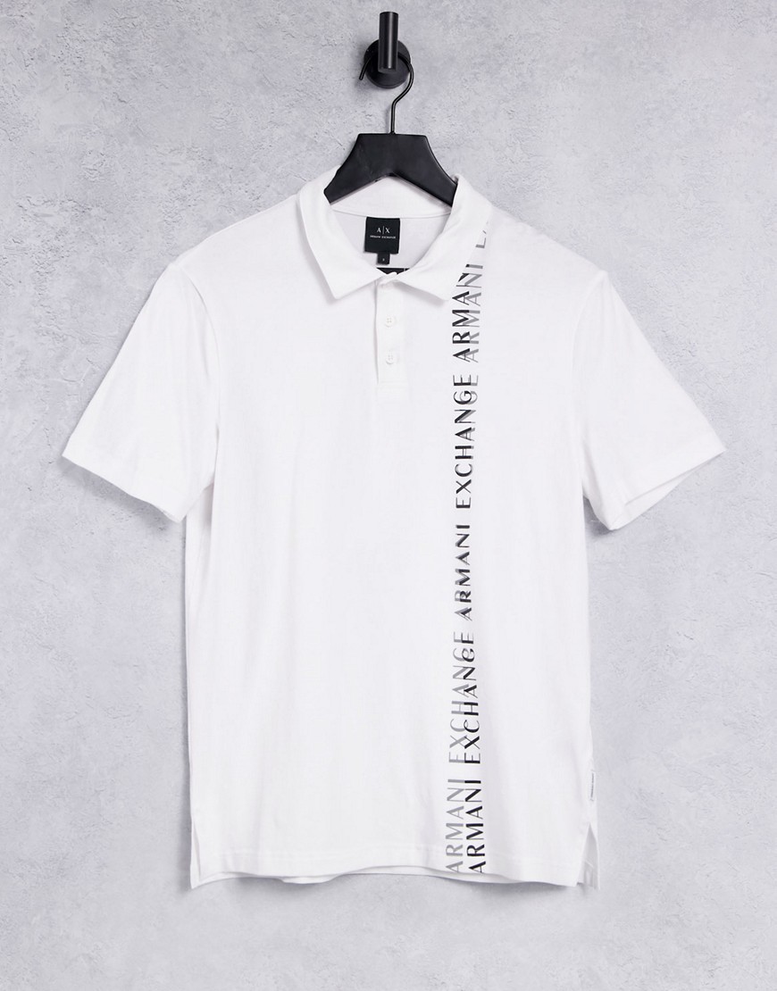 Armani Exchange vertical logo polo in white