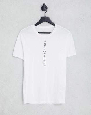 Armani Exchange vertical text logo print t-shirt in white