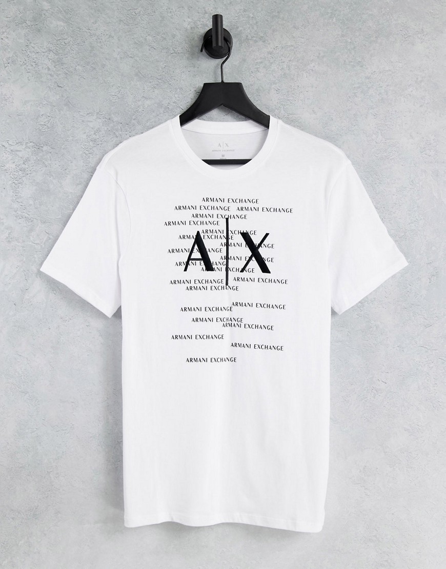 armani exchange - vit t-shirt med centrerad textgrafik-vit/a