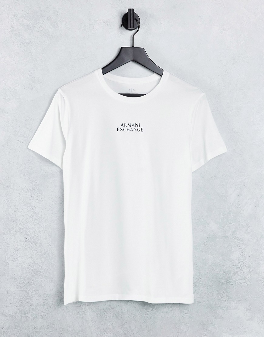 armani exchange - vit t-shirt med logga på bröstet-vit/a
