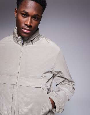 Armani Exchange Waffle Windbreaker Jacket In Neutral