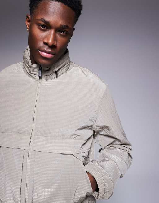 Armani Exchange waffle windbreaker jacket in beige | ASOS
