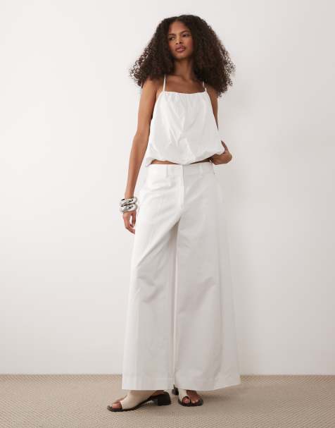 Armani Exchange wide leg pants in white (part of a set) - view 1