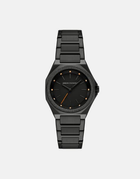 Armani Exchange Women's three-hand black stainless steel watch in black - view 1