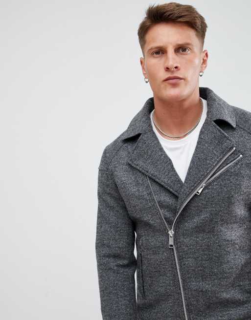 Wool on sale biker coat