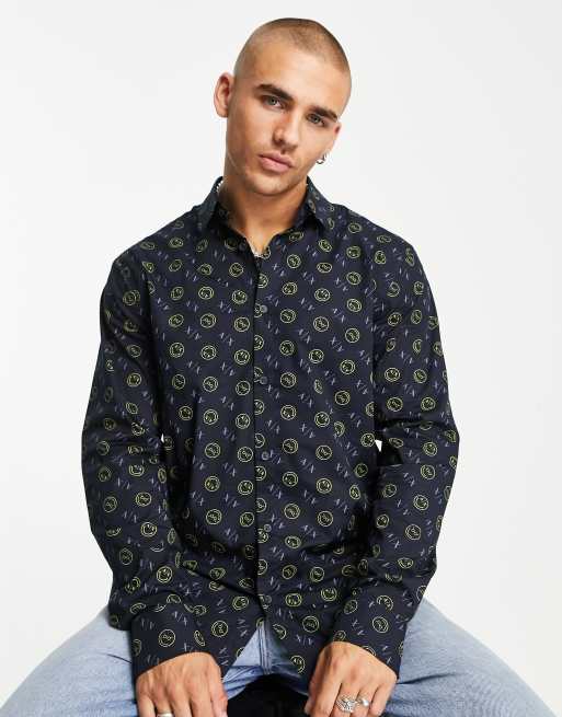 Armani Exchange x Smiley Face print shirt in navy ASOS