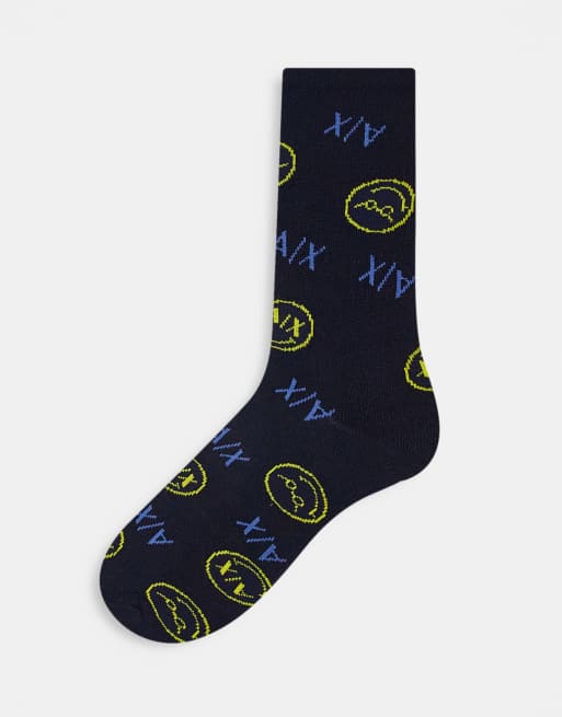Armani Exchange x Smiley Face socks in navy ASOS