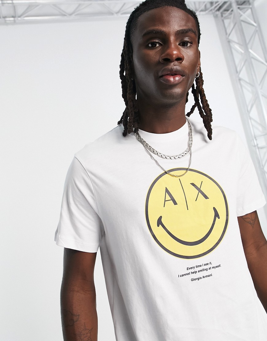 armani exchange x smiley face t-shirt in white