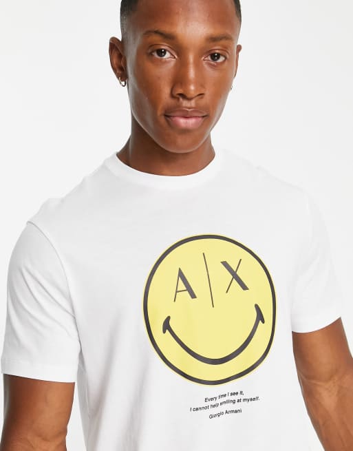 Armani Exchange x Smiley Face t-shirt in white | ASOS