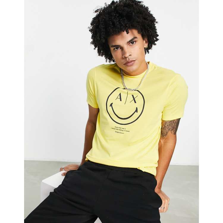 Armani Exchange x Smiley Face t shirt in yellow ASOS