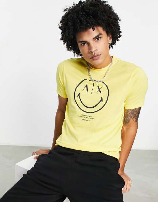 Armani Exchange x Smiley Face t shirt in yellow ASOS